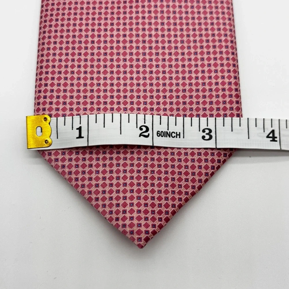 Brioni Silk Pink Blue Geometric Luxury Tie Handmade Made in Italy - 59